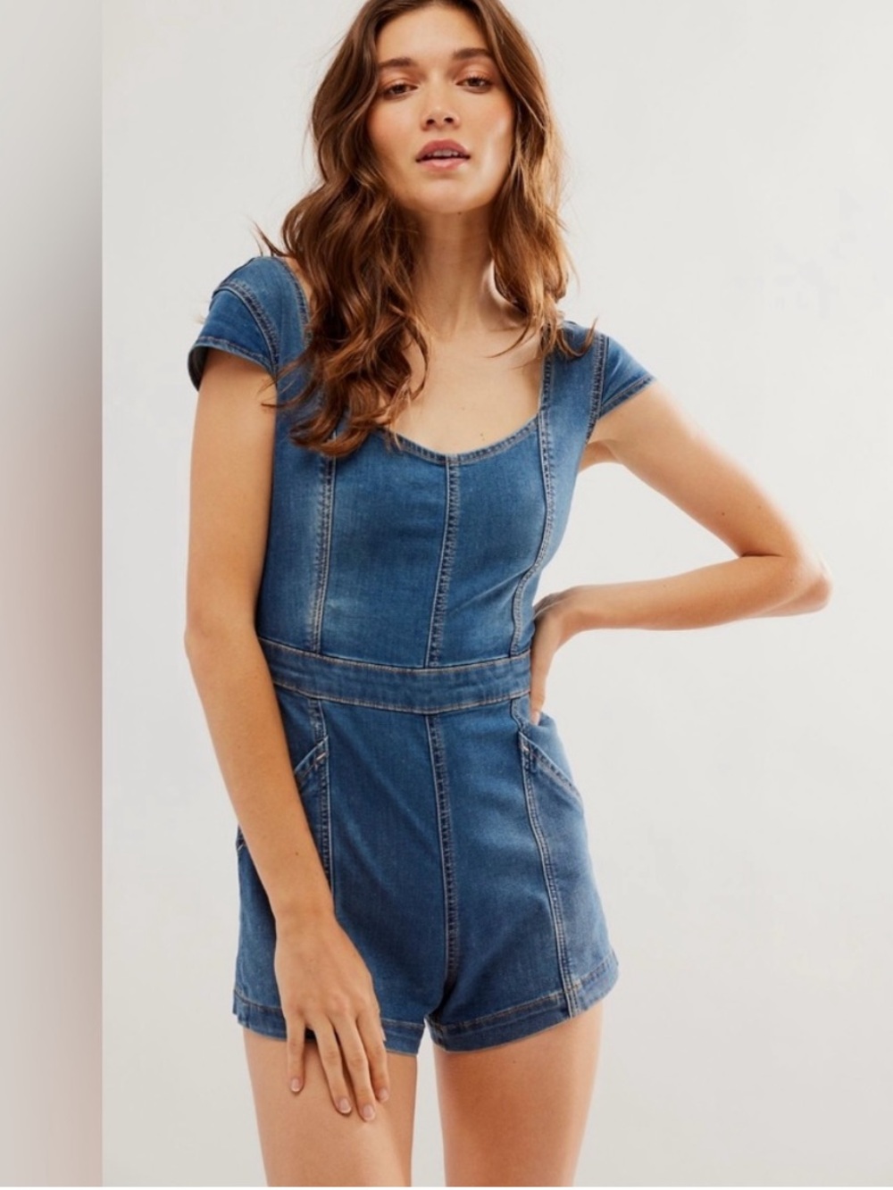 Free People “In Your Dreams” Denim Romper
